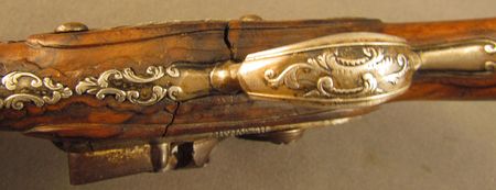 Lot #383 Pair of European Flintlock Muff Pistols: Beautiful ornate pair of European flintlocks - Image 26
