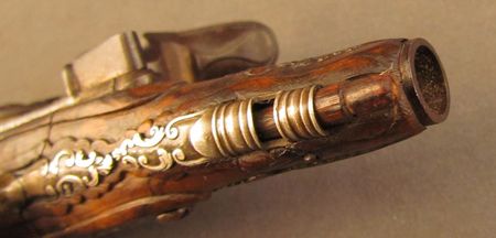Lot #383 Pair of European Flintlock Muff Pistols: Beautiful ornate pair of European flintlocks - Image 27