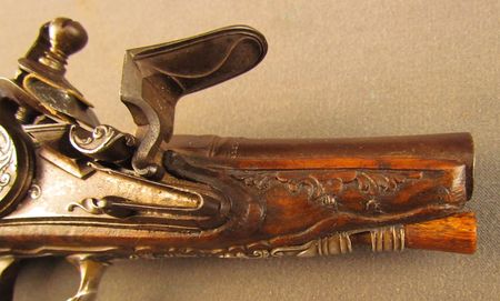 Lot #383 Pair of European Flintlock Muff Pistols: Beautiful ornate pair of European flintlocks - Image 31