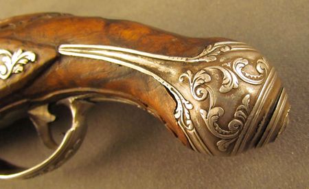 Lot #383 Pair of European Flintlock Muff Pistols: Beautiful ornate pair of European flintlocks - Image 33