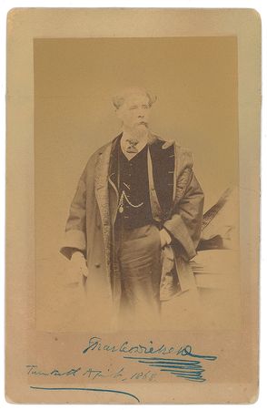 Lot #556. Charles Dickens: Exceptional Dickens cabinet photo from his last public reading in America