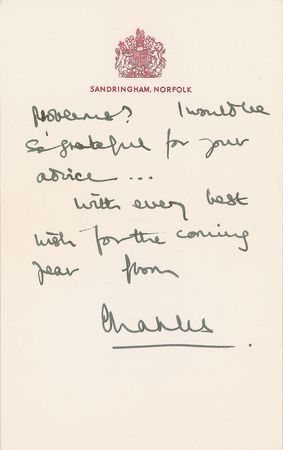 Lot #300 Prince Charles: Charles inquires about a gardener for Lady Ramsey - Image 3