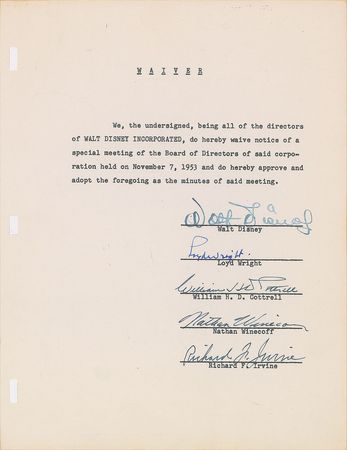 Lot #499 Walt Disney: A foundational twice-signed Disneyland document - Image 2