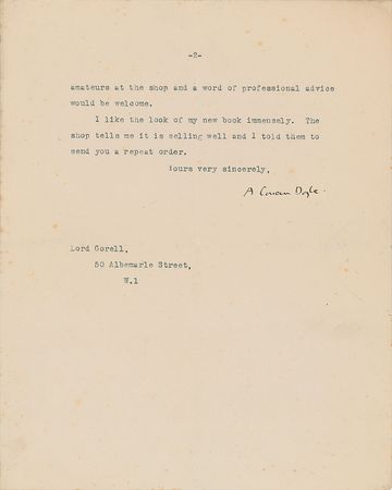 Lot #558 Arthur Conan Doyle: On books published by his 