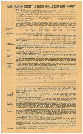 Lot #252 Harley Davidson: Arthur Davidson: 1923 Harley-Davidson sales contract - Image 2