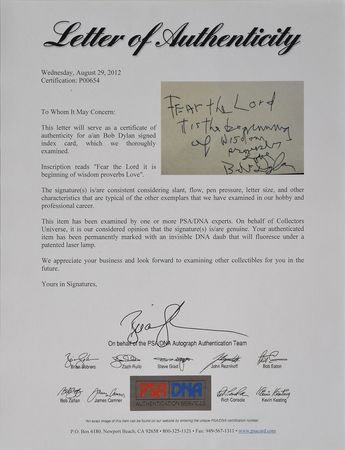 Lot #2085 Bob Dylan Signature - Image 2