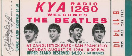 Lot #2022  Beatles Pair of 1966 Candlestick Park Tickets - Image 1