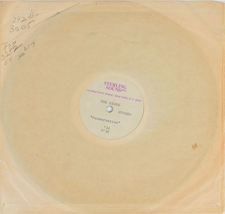 Lot #2290 The Kinks 1973 'Preservation' Acetate - Image 1