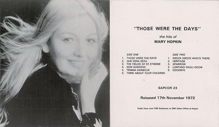 Lot #2068 Apple Records Promo Leaflet for Mary Hopkin - Image 1