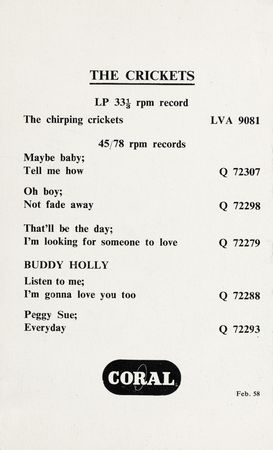 Lot #2210 Buddy Holly and The Crickets Signed Promo Card - Image 2