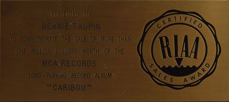 Lot #2285 Elton John 'Caribou' Sales Award Presented to Taupin - Image 2