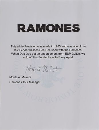 Lot #2378 Dee Dee Ramone Used Bass Guitar - Image 7