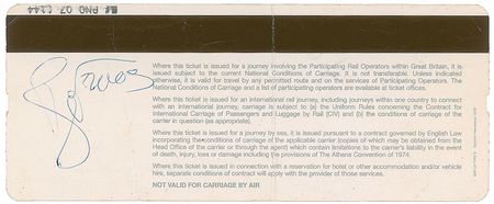 Lot #2258 David Bowie Signed Railway Ticket - Image 1