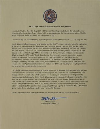 Lot #32 Dave Scott's Apollo 15 Lunar Orbit-Flown Extra Large American Flag: Massive American flag carried into lunar orbit by the crew of Apollo 15 - Image 2