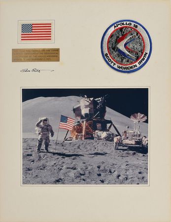 Lot #34 Dave Scott's Apollo 15 Lunar Surface-Flown Flag Signed Display: Amazing flown flag from Apollo 15 carried during lunar EVAs - Image 1
