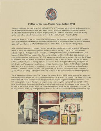 Lot #34 Dave Scott's Apollo 15 Lunar Surface-Flown Flag Signed Display: Amazing flown flag from Apollo 15 carried during lunar EVAs - Image 2