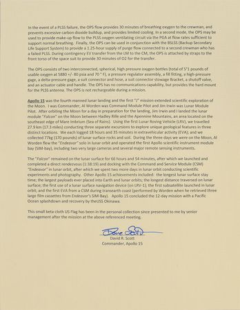 Lot #34 Dave Scott's Apollo 15 Lunar Surface-Flown Flag Signed Display: Amazing flown flag from Apollo 15 carried during lunar EVAs - Image 3