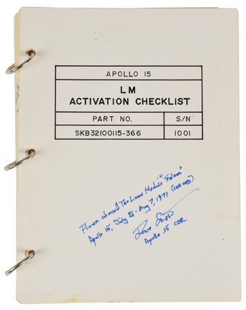 Lot #35 Dave Scott's Apollo 15 Lunar Surface-Flown LM Activation Checklist: Rare 