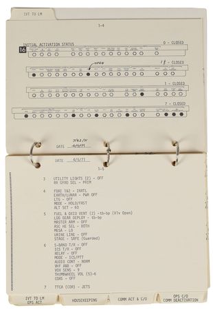Lot #35 Dave Scott's Apollo 15 Lunar Surface-Flown LM Activation Checklist: Rare 