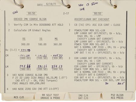 Lot #35 Dave Scott's Apollo 15 Lunar Surface-Flown LM Activation Checklist: Rare 