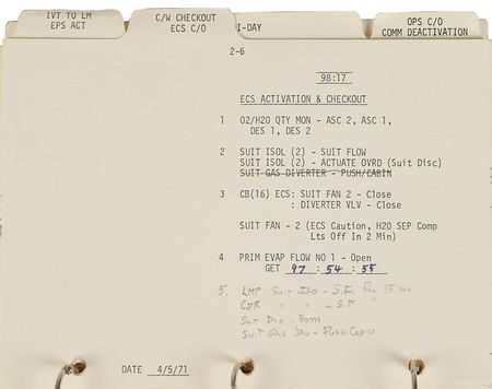 Lot #35 Dave Scott's Apollo 15 Lunar Surface-Flown LM Activation Checklist: Rare 