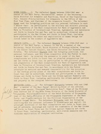 Lot #322 Nuremburg Trials: Important Nuremburg trial document signed by 19 Nazi defendants - Image 4