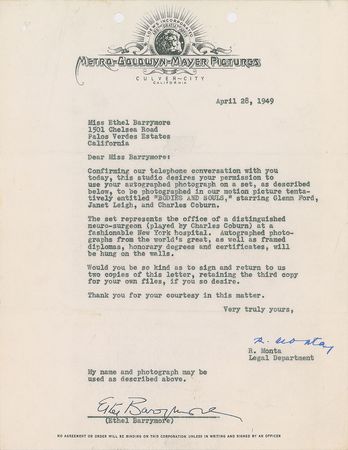 Lot #621 The Barrymores Signed Documents - Image 2