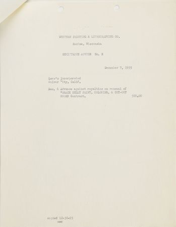 Lot #586 Grace Kelly: Grace Kelly's royalties for 