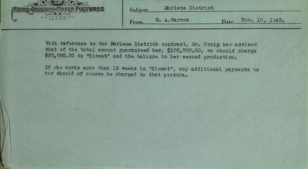 Lot #650 Marlene Dietrich Signed Document - Image 1