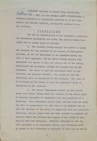 Lot #650 Marlene Dietrich Signed Document - Image 2