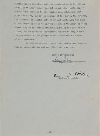 Lot #650 Marlene Dietrich Signed Document - Image 3