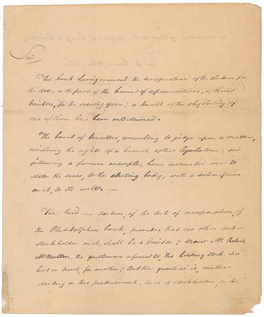 Lot #155 George Clymer: As president of the Philadelphia Bank, Clymer writes to 