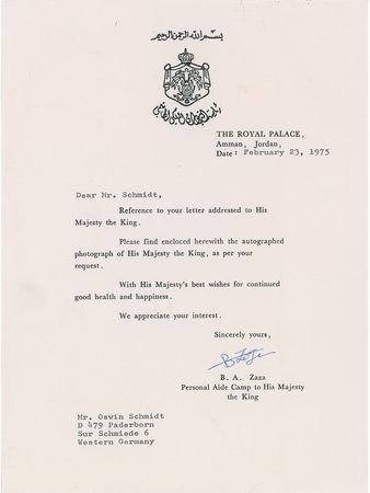 Lot #273 King Hussein of Jordan - Image 1