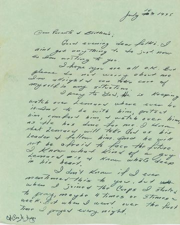 Lot #317 Iwo Jima: Ira Hayes: Rare handwritten letter from an Iwo Jima flag-raiser, reaffirming his faith to his family?