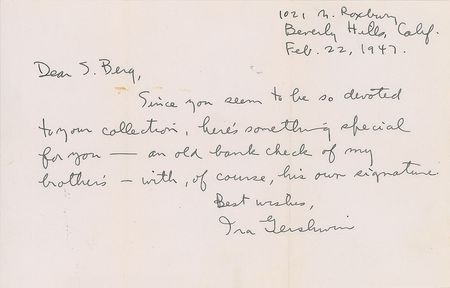 Lot #478 George and Ira Gershwin: 