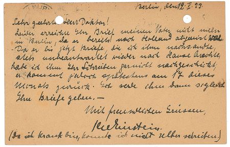 Lot #18 Albert Einstein: Einstein letter written shortly before his 1923 Nobel Lecture - Image 1