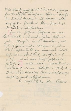 Lot #395 Franz Marc: Rare letter featuring a sketch of 'Grazing Horses IV (The Red Horses)' - Image 1