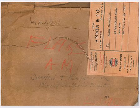 Lot #347 Howard Hughes: Exceptionally desirable flown postal cover and flag from Hughes’s around-the-world flight - Image 3