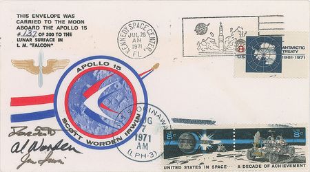 Lot #358 Apollo 15: Flown Apollo 15 postal cover, carried to the lunar surface - Image 1