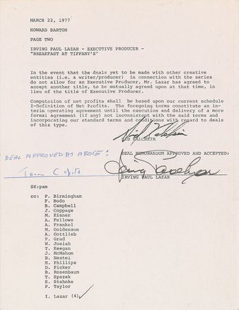 Lot #418 Truman Capote: Contract for a 