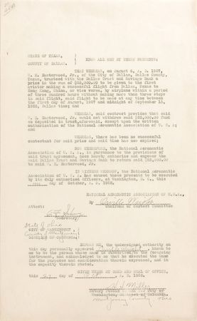 Lot #349 Orville Wright: Offering a $25,000 prize for a flight from Dallas to Hong Kong - Image 1