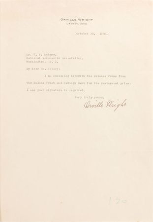 Lot #349 Orville Wright: Offering a $25,000 prize for a flight from Dallas to Hong Kong - Image 2
