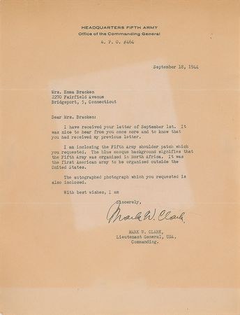 Lot #313 Mark Clark Typed Letter Signed - Image 1
