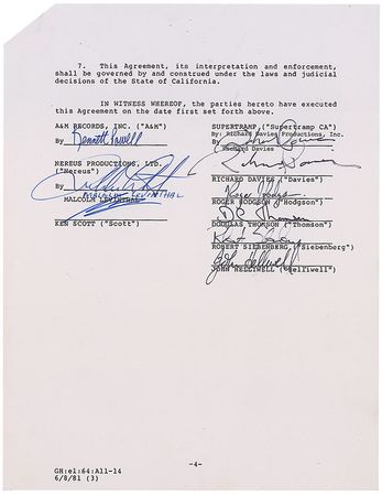 Lot #556 Supertramp Signed Document - Image 2