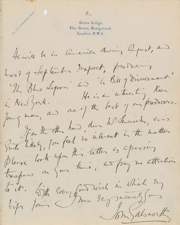 Lot #455 John Galsworthy: Galsworthy seeks to fund 'Hassan'—