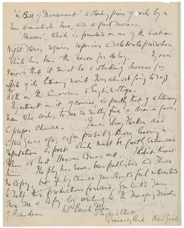 Lot #455 John Galsworthy: Galsworthy seeks to fund 'Hassan'—