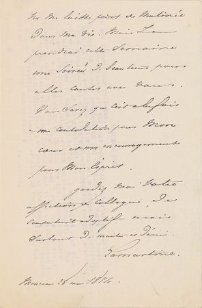 Lot #461 Alphonse de Lamartine Handwritten Letter Signed - Image 3
