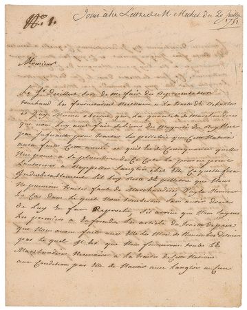 Lot #303 Pierre de Rigaud, Marquis de Vaudreuil-Cavagnial Handwritten Letter Signed - Image 1
