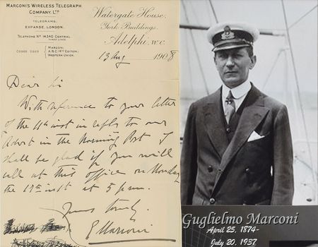 Lot #13 Guglielmo Marconi Handwritten Letter
