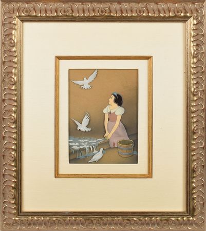 Lot #780 Snow White and Doves production cels from Snow White and the Seven Dwarfs: Fabulous Courvoisier set-up from the beginning of Snow White - Image 1